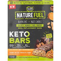 Nature Fuel Keto Bars Meal Replacement Bars with Whey Protein and MCTs, Burn Fat 7 Fuel Energy Peanut Butter Chocolate Chunk (12 Bars)