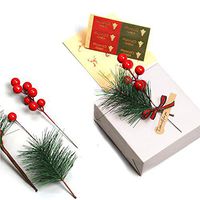 Riverbyland Christmas Gift Wrapping Artificial Pine Needles Berries