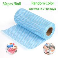 30pcs/Roll Hicocool Disposable Eco-friendly Rags Wiping Scouring Pad Absorbent Paper Non-woven Tissue Towel Household Cleaning Cloth Upgrade Thicker (Random Color)