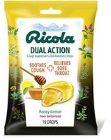 Ricola Dual Action Honey Lemon Drops, 19 Count per Pack - 24 per case.