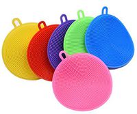 Viewm Silicone Sponge Scrubber for Dishes Fruit Vegetable Scrubber Silicone Sponges for Kitchen Cleaning Supplies Gadgets Brush Accessories,6 Colors Pack