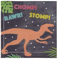 Dino Napkins - 100-Pack Jurassic T-Rex Dinosaur Disposable Paper Napkins, Kids Birthday Dinosaur Party Supplies, Luncheon Size Folded 6.5 x 6.5 Inches