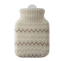Healifty Silicone Hot Water Bag with Knit Cover Mini Hand Warmer Warm Water Bottle for Friends Families (Light Grey)