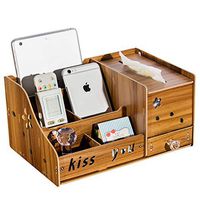 T-ZJHC Tissue Box Remote Control Storage Box Living Room Creative Coffee Table European Wood Multi-Function Tray Home, Large Walnut
