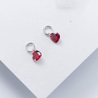 Lovely Women Delicate Silver Earring Stud Earrings Accessories Red Heart Shape Accessory Good Jewerly Fine Stylish Womens Cheap Designer Novelty Pendant Pretty