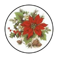 HotSaleStore Sticker Seals 48 Christmas Flowers Envelope Seals Labels Stickers 1.2" Round