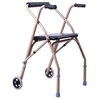 ROMX- Folding Walker with Roller/Compact Folding Walkers Frame/Seat Plate Height Adjustable Old People Disabled, Carbon Steel