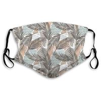 Fashion Comfortable Windproof mask,Abstract Design Pastel Tone Hawaiian Style Exotic Leaves with Animal Skin Shapes,Printed Facial Decorations for Unisex S