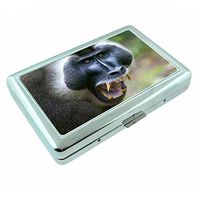 Perfection In Style Silver Cigarette Case Metal Wallet Baboon Design D002