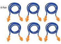 VNDEFUL 6 Pairs of Soft Silicone Corded Ear Plugs Sleep Noise Cancelling for Hearing Protection,Blue