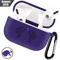 WAAILU Protective Cover Compatible with AirPods Pro Case, Case with Keychain for AirPods 3 Charging Case - 2019 Release Visible Front LED Shock-Absorbing Soft Slim Silicone Case Skin - Deep Purple