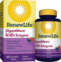 Renew Life  Kids Digestive Plant-Based Enzyme Supplement - DigestMore Kids Enzyme, Berry Blast - 60 Chewable Tablets