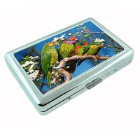 Perfection In Style Silver Cigarette Case Metal Wallet Amazon Parrot Design D003