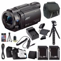 Sony FDR-AX33 4K Ultra HD Handycam Camcorder + NP-FV70 Battery + External Charger + 32GB SDHC Card + 64GB SDXC Card + Case + Card Reader + Card Wallet Saver Bundle