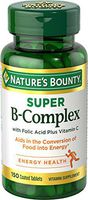 Vitamin B Complex by Nature's Bounty, Super B Complex Vitamins w/ Vitamin C for Immune Support and Folic Acid, 150 Tablets