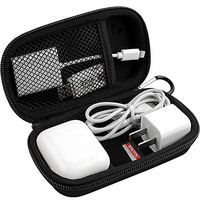 Earbud Earphone Case, SD Card Reader USB Flash Drive Organizer Holder Wall Charger USB Adapter Cable Pouch for Apple AirPods/Pro（Black)