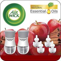 Air Wick Plug in Scented Oil Starter Kit, 2 Warmers + 6 Refills, Apple Cinnamon, Holiday scent, Holiday spray, Eco Friendly, Essential Oils, Air Freshener