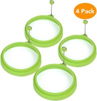 Silicone Egg Ring, 100% Food Grade Egg Cooking Rings, Egg Rings Non Stick, Egg Cooking Rings, Perfect Fried Egg Mold or Pancake Rings (New, 4pcs, Green)