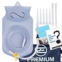 14PC Enema Bag Kit Clear Non-Toxic Silicone. for Coffee and Water Colon Cleansing. 2 Quart Capacity, 6.75 Foot Long Hose, 7 Tips. BPA and Phthalates Free by Premium Enema