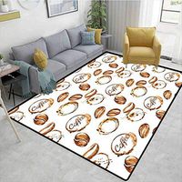 Coffee shag Area Rug Door Mat, Conceptual Watercolor Art with Beans and Spilled Java Drops Circular Stains, Durable Carpet Area rug - Living Dinning Room Bedroom Rugs and Carpets(2.5'x 7')