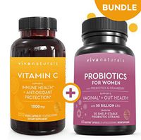 Viva Naturals Vitamin C 1000mg (250 Capsules) and Probiotics for Women 50 Billion CFU + 20 Strains (60 Capsules) Bundle