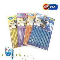 Drain Cleaner Sticks Deodorizer Tool for Kitchen Bathroom Shower Sinks Pipes Clear Odor（4 Color 48 PCS）