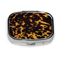 Tortoise Shell Pill Box Case, Portable Medicine Tablet Vitamin Holder Organizer with 2 Compartment for Purse Pocket Travel Gift