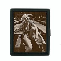 Perfection In Style Metal Cigarette Case Vintage Farm Girl Design 015