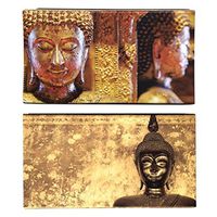 Decorative Matches, (Set of 3 Match Boxes) Long Wooden Matches,Strike Strip on Side of Box- Colored Match Tips- Candle and Fireplace Wooden Matches 4.375" x 2.35" x .75" (Golden Buddha)