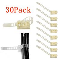 30 Pieces Adjustable Cable Clips, Self - Adhesive Cable Clamps, Wire Clips with Optional Screw Mount for Car, Multi Cables, Festive Ornaments (White)