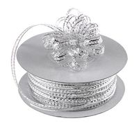 Ben Collection 1/8" X 50 Yards Iridescent Pull String Bows Ribbon (Metallic Silver)