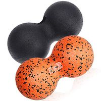 Peanut Massage Ball Double Lacrosse Ball Fascia Massager Roller Trigger Point Therapy Muscle Therapy Fitness Ball for Myofascial Release, Muscle Relaxer, Acupoint Massage, Pack of 2 (Black + Orange)