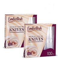 [200 Knives] Embellish Crystal Clear Disposable Heavy Duty Plastic Knife, Ideal For Wedding, Catering, Parties, Buffets, Events, Or Everyday Use,