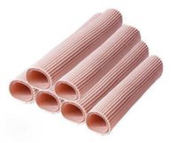 ERGOfoot Open Toe Tubes Fabric Gel Lined Sleeve Toe Protectors for Corns, Blisters, Hammertoes - 6 Pack - Sizes of 5.9" Length (Medium)