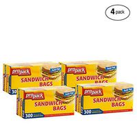 ProPack Disposable Plastic Sandwich Bags with Fold Close Top 1200 Bags, Great for Home, Office, Vacation, Traveling, Sandwich, Fruits, Nuts, Cake, Cookies, Or Any Snacks (4 Packs)