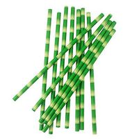 Anyneo Biodegradable Green Paper Straws 100PC Compostable Drinking Straws For Forest Theme Party and Decorations, 3/4 Inches, Bamboo