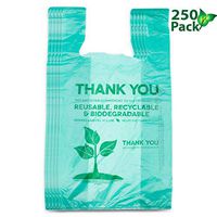 Recyclable Compostable Reusable Biodegradable Bags Grocery Shopping Bags Green, Eco Plastic Bags 250 Pack