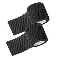Fenteer 2Pcs 2'' Wide Nonwoven Self Adhesive Elastic Bandage Wrap Cohesive Tape for Tattoo Machine Grip Tube, Sport Binding Joints Support - Black
