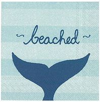MesaFina Cocktail Beverage Paper Napkins, Beached Whale, 40 ct