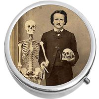 Edgar Allan Poe with Skull Medical Pill Box Medicine Pill Box