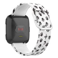 UMTELE Sport Bands Compatible with Fitbit Versa, Soft Silicone Wristbands Fadeless Pattern Printed Replacement Floral Band Compatible for Men and Women-Large,Paw