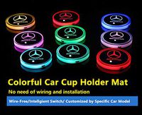 2pcs Multicolor Car LED Coaster Lighting USB Charging Light Accessories Interior Decoration Lights Mouldings Trim Lamp for Mercedes Benz