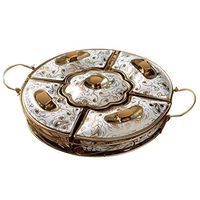 AXZHYX Bowl Ceramic Dried Fruit Plate, Compartment with Cover Fruit Plate, nut Melon Plate, Candy Dried Fruit Box, Local Gold Dried Fruit Plate Hotel Tableware Home Noodles Boiled Fish Soup Bowl