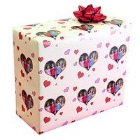 Valentine's Day Personalized Photo Gift Wrapping Paper (10 Foot Roll, White Hearts)