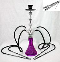 Hookah 26" Purple 4 hose shisha nargila bar smoking pipe glass water Vase Sale