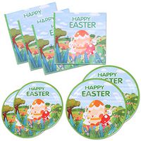 Easter Paper Plates and Napkins Bulk Bulk for 50 Guests 9 inch 7 inch Dessert Round Disposable Plates Party Supplies Tableware Set