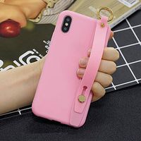 Amocase Soft Silicone Case with 2 in 1 Stylus for One Plus 7,Cute Sweet Candy Color Wrist Strap Stand Shockproof Anti-Scratch Flexible Case - Dark Pink