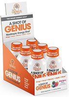 Shot of Genius - Nootropic Energy Shots | The Smart Energy Drink for Men & Women w/ Alpha GPC & Blueberry Extract | Extra Strength Brain Boost Supplement | Spark Focus & Support Mood - Sugar Free -6ct