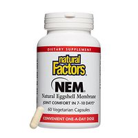 Natural Factors, NEM Natural Eggshell Membrane, Promotes Joint Comfort and Flexibility with Collagen, Chondroitin and Hyaluronic Acid, 60 capsules (60 servings)