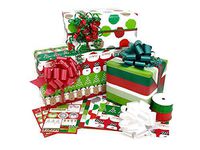 Christmas Rolled Premium Gift Wrap Ribbon and Gift Tags Kit
